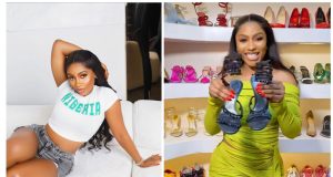 Mercy Eke shows off her impressive shoe collection Mercy Eke shows off her impressive shoe collection