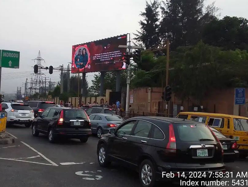 Pamilerin Adegoke's wife, celebrates him on Val's day using a BILBOARD