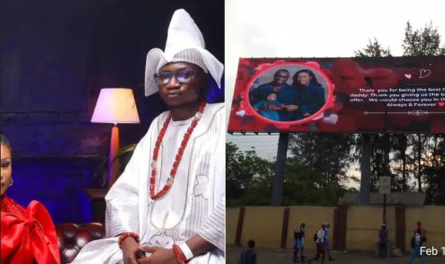 Pamilerin Adegoke's wife, celebrates him on Val's day using a BILBOARD