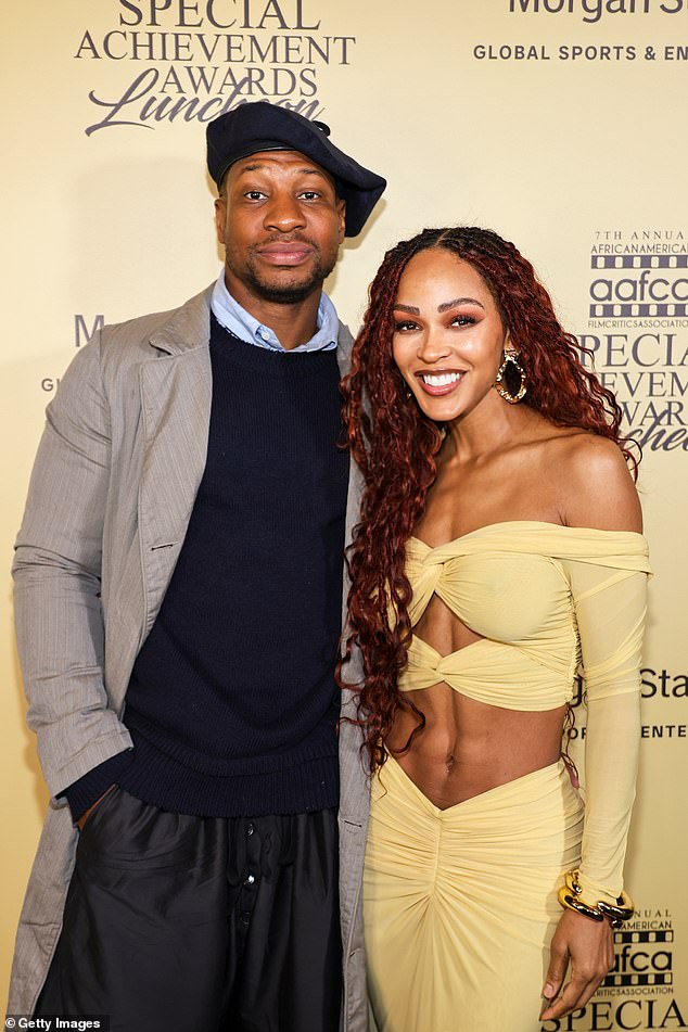 Actor Jonathan Majors and Meagan Good make their red carpet debut 