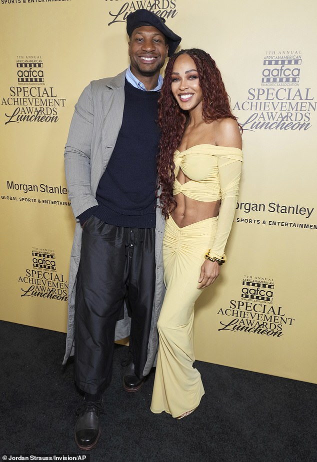 Actor Jonathan Majors and Meagan Good make their red carpet debut 