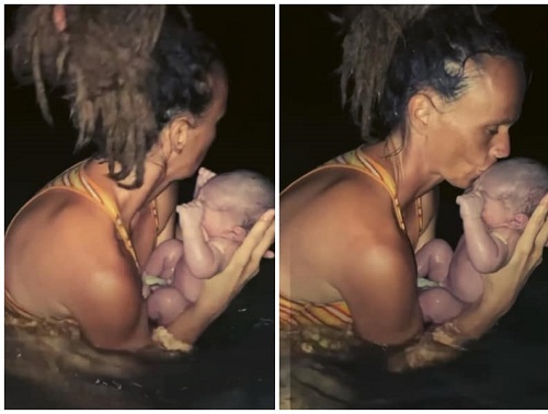 Woman gives birth inside the ocean without any medical help 1 Woman Gives Birth Inside Ocean Without Medical Assistance (Video)