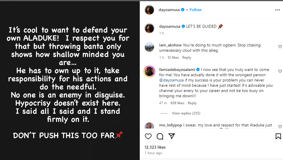 Best dressed female award: Femi Adebayo’s wife SLAMS Dayo Amusa
