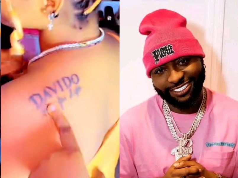 Davido’s fan tattoos his name on body, begs to be adopted