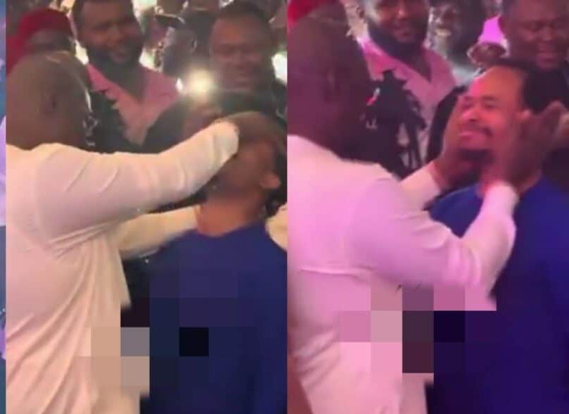 Obi Cubana humourously laid hands on Pastor Odumeje at event