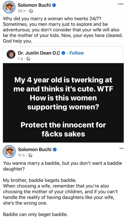 Solomon Buchi slams Justin Dean for outcrying daughter's TWERK dance