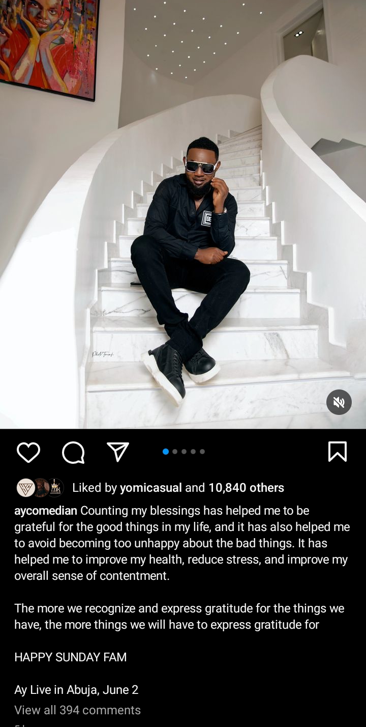 AY Makun reveals advantages of counting his blessings