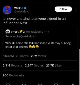Wizkid calls Don Jazzy an influencer after Ladipoe mocked him