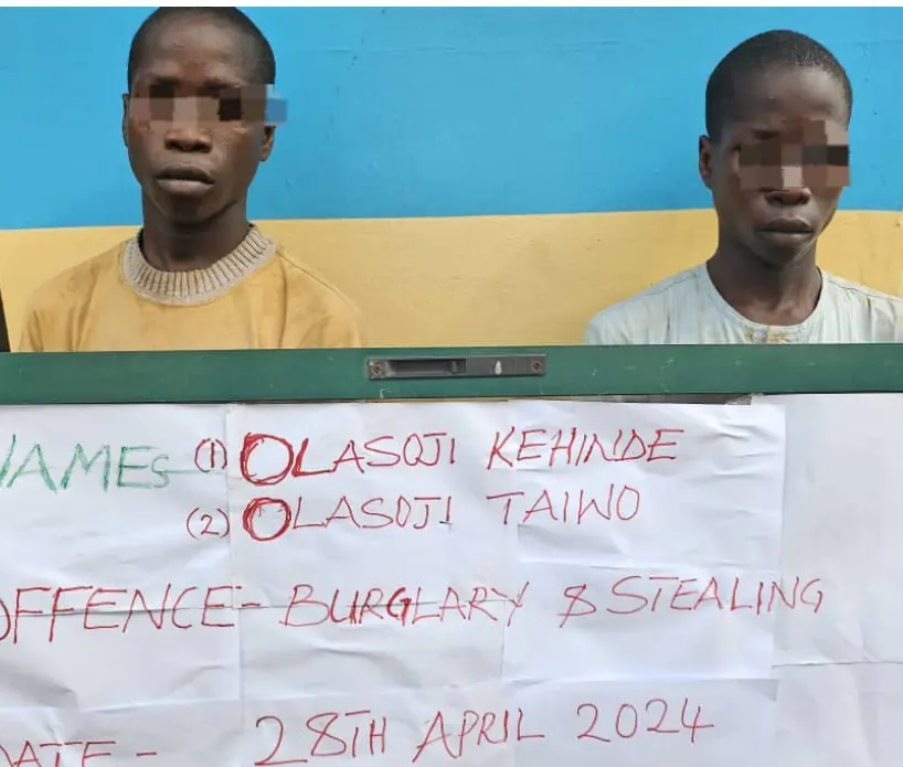 TWINS arrested for stealing bags of rice and beans