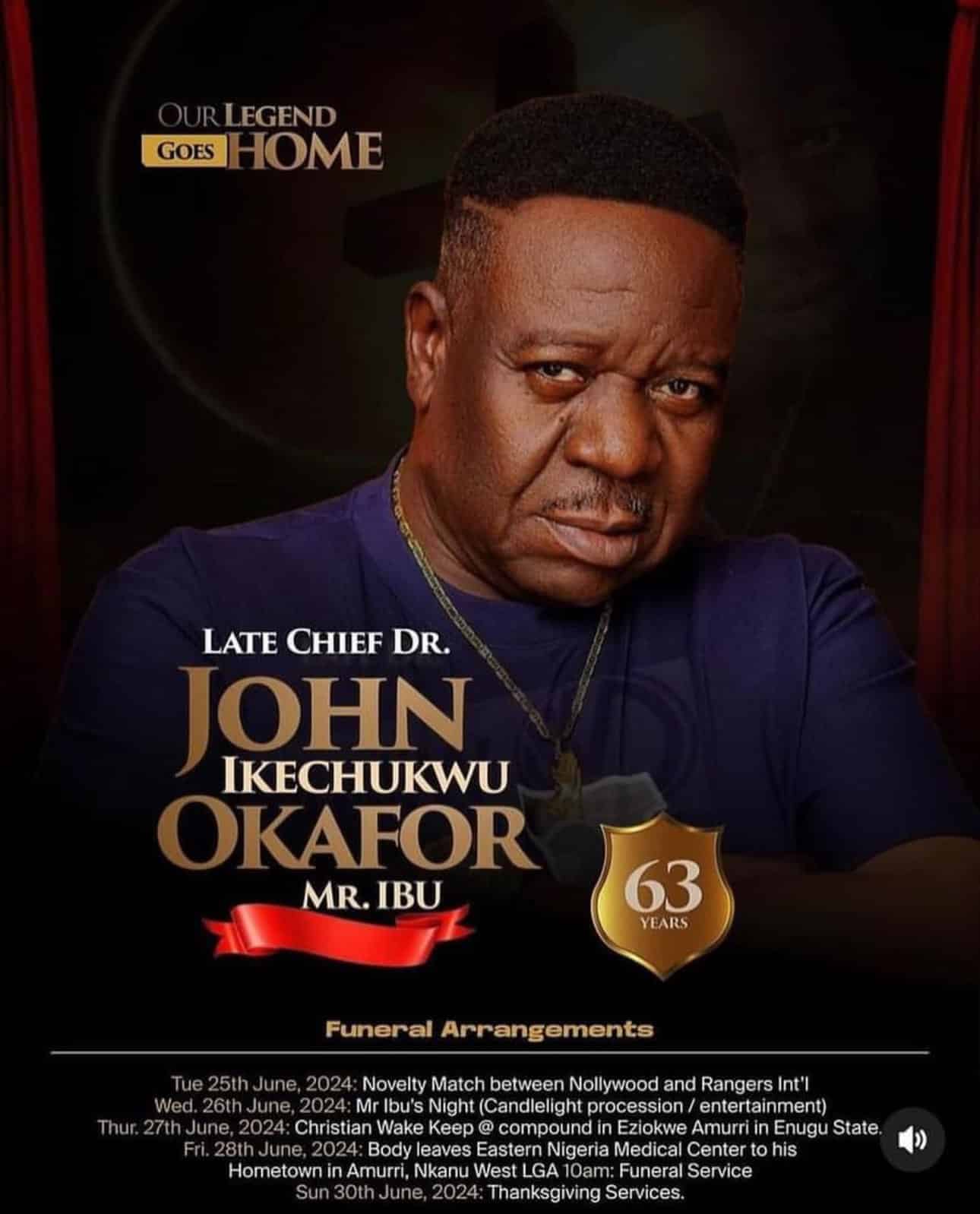 Mr Ibu’s funeral arrangement emerge online