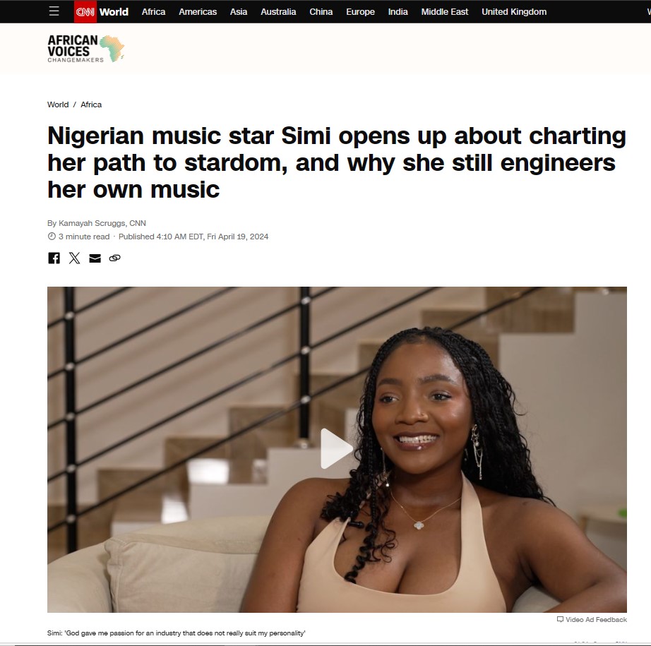 Simi gets featured on CNN