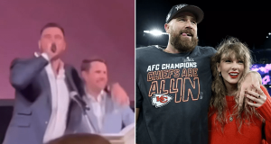 Taylor Swift reacts ‘not again’ to Travis Kelce’s on-stage singing Taylor Swift reacts 'not again' to Travis Kelce's on-stage singingv