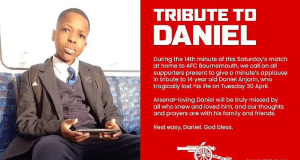 Arsenal honours slain Nigerian fan, Daniel Anjorin Arsenal honours slain Nigerian fan, Daniel Anjorin