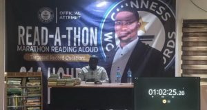 Former student union leader begins 214-hour read-a-thon Former Student union leader aims To Set 214 hour Reading Record