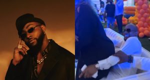 Davido tells BROTHER-IN-LAW to hold sister WELL seductively Davido yells at brother-in-law to hold sister well, as she twerks for him
