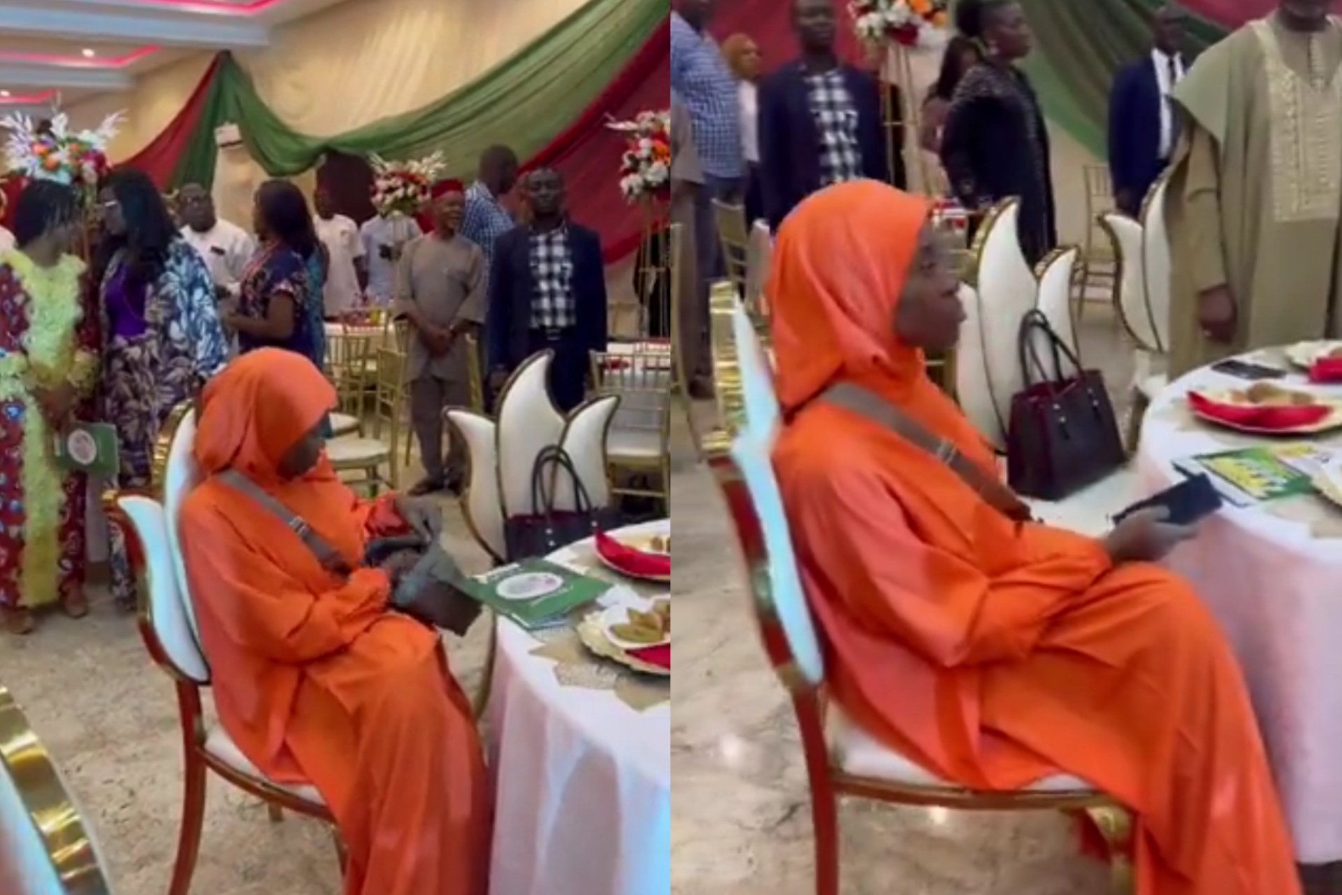 Aisha Yesufu refuse to sing new National Anthem while it was sang at event