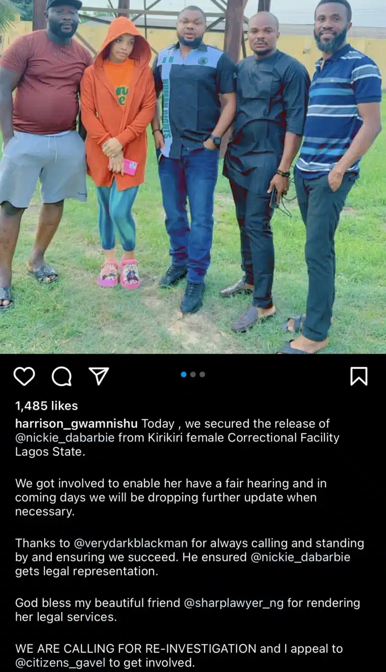 TikTok influencer, Nicki DaBarbie finally released on bail