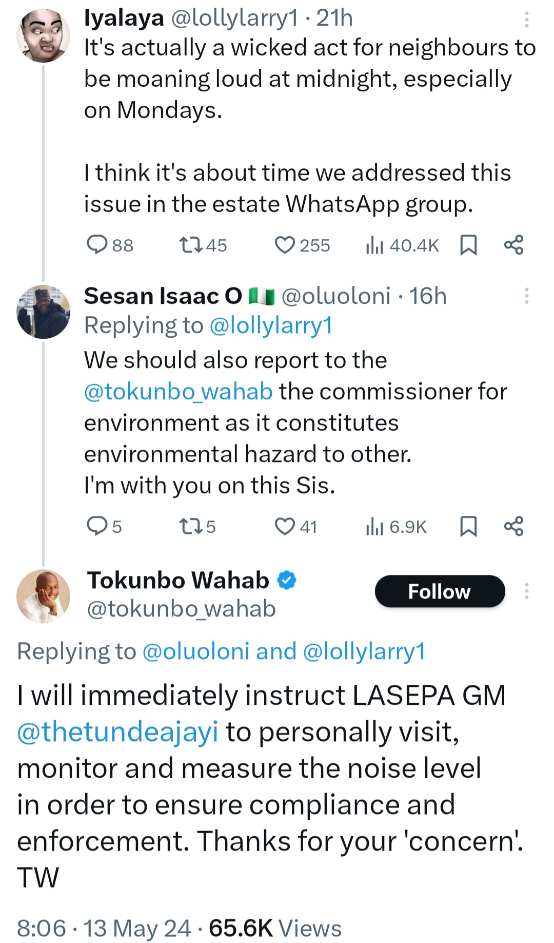 Lagos Commissioner for Environment, Tokunbo Wahab takes a break to have fun on X