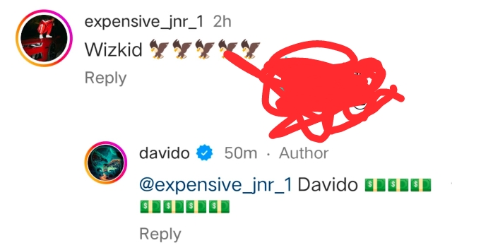 Davido replies Wizkid fan who taunted him with Wizkid's signature