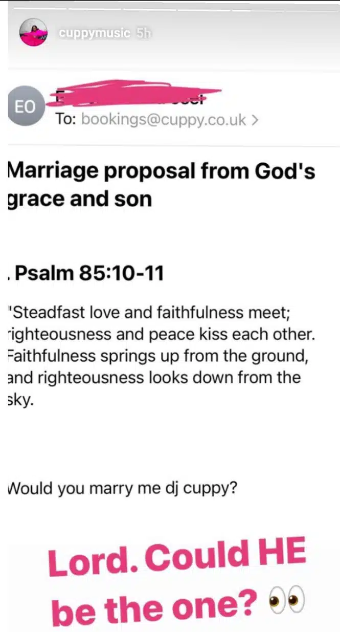 DJ Cuppy shares unique MARRIAGE Proposal from secret admirer