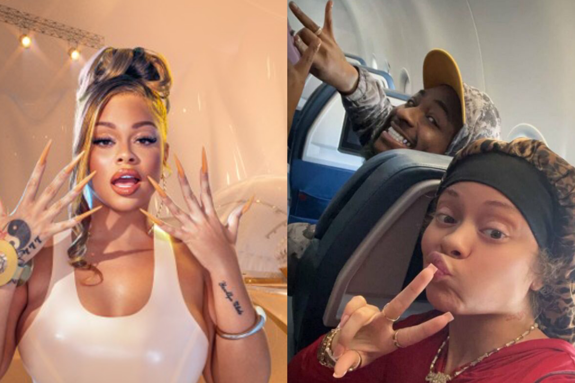 American rapper, Latto chance meets Davido on a plane American rapper, Latto chance meets Davido on a plane