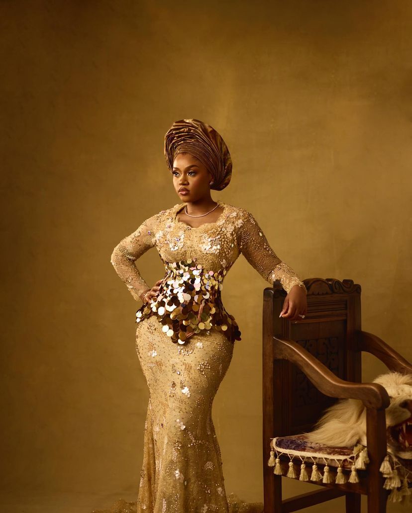 VIDEO: Chioma shows delight at her bridal gown