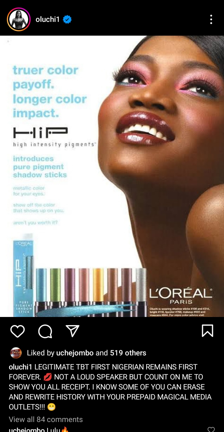 Model Oluchi Onweagba acclaims first ambassadorial deal for L'Oréal, shades Temi Otedola 