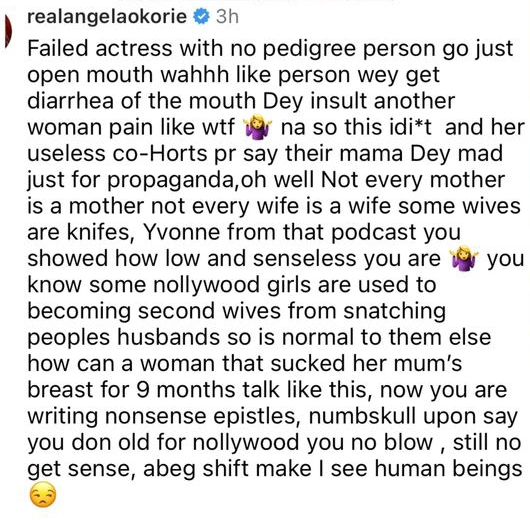 Angela Okorie slams Yvonne Jegede over her defense of Yul Edochie