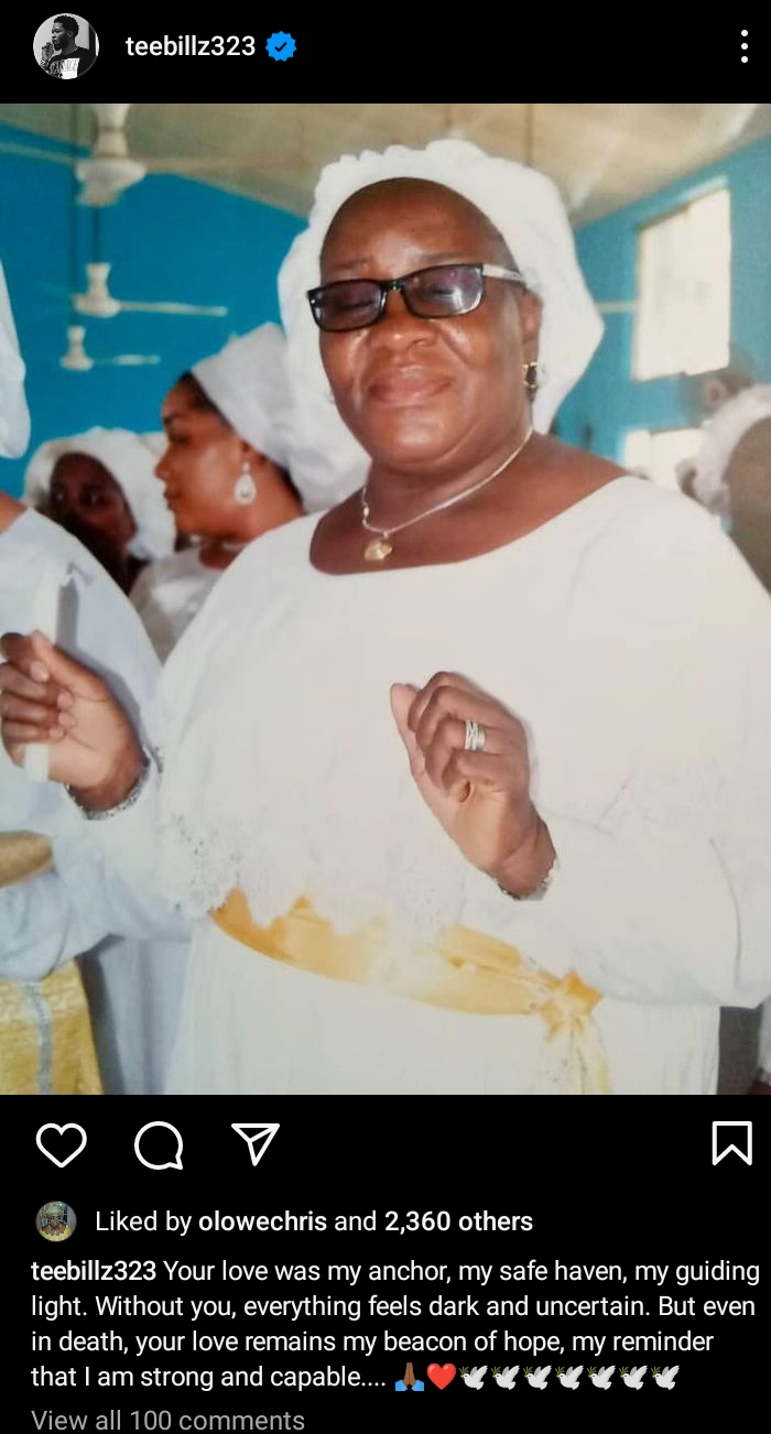 Teebillz, Tiwa Savage’s Ex loses Mom to D3ath