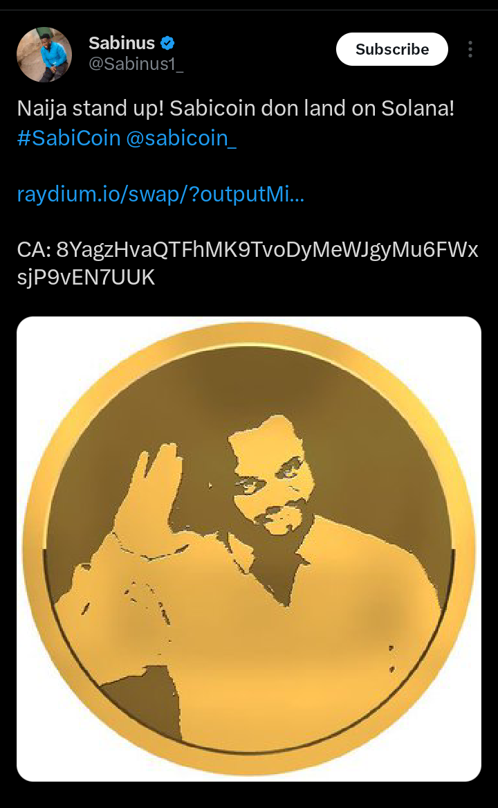 Sabinus LAUNCHES his own Crypto Coin, SABICOIN 
