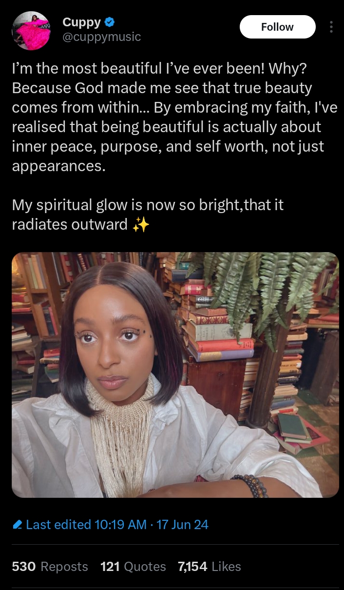 ‘Being beautiful is about inner peace, purpose not just appearance’ – DJ Cuppy