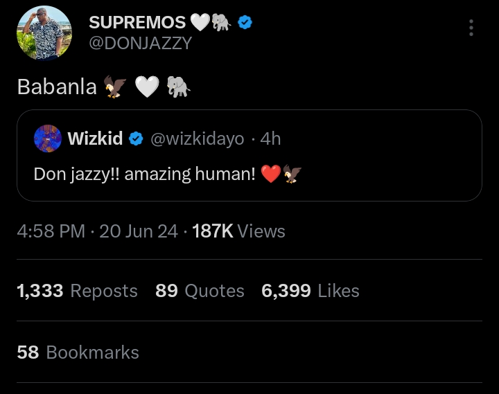 Don Jazzy replies Wizzy's recent appreciation 