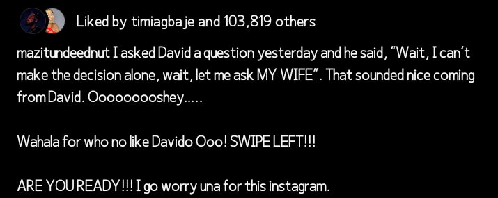 Tunde Ednut reveals A surprising answer from Davido after asking a question 