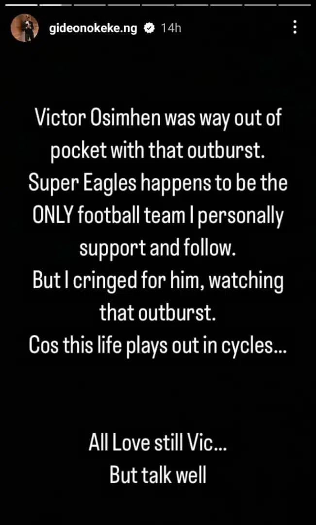 Gideon Okeke berates Victor Osimhen over outburst 