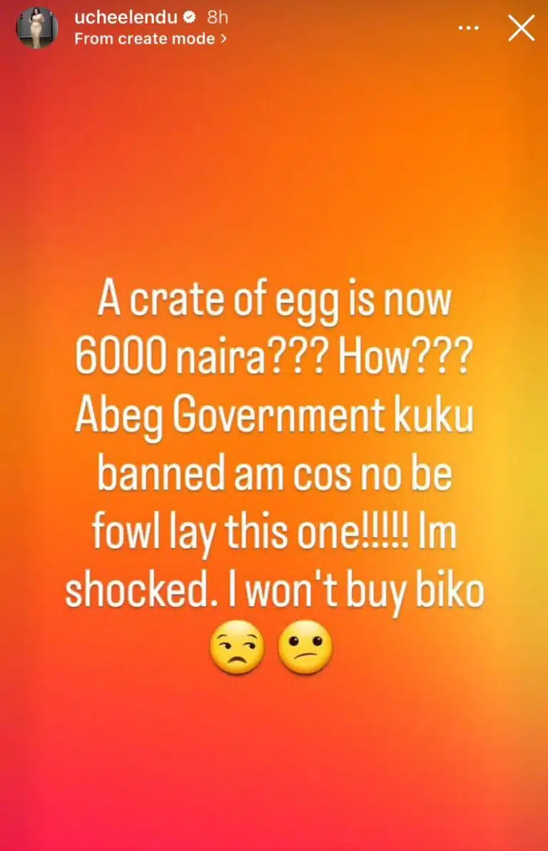 Actress, Uche Elendu In Shock As A Crate Of Egg In Her Area Goes For N6000