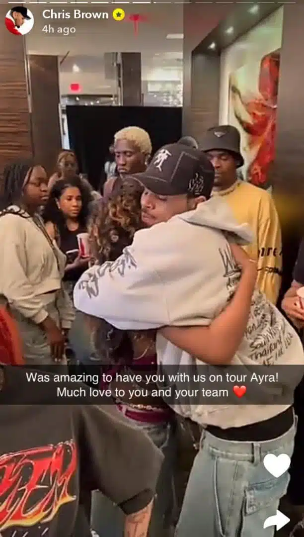 Chris Brown thanks Ayra Starr for their collaboration on his tour