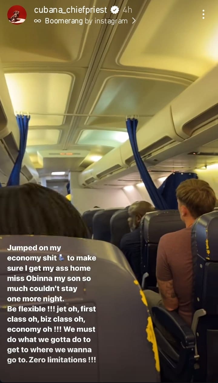 Cubana Chief Priest reveals reason for flying ECONOMY class 