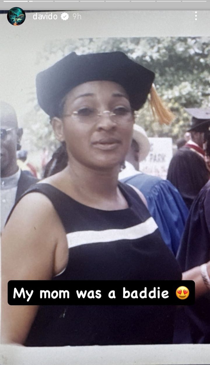 Davido shares a throwback Pic of late mum, calls her 'BADDIE'