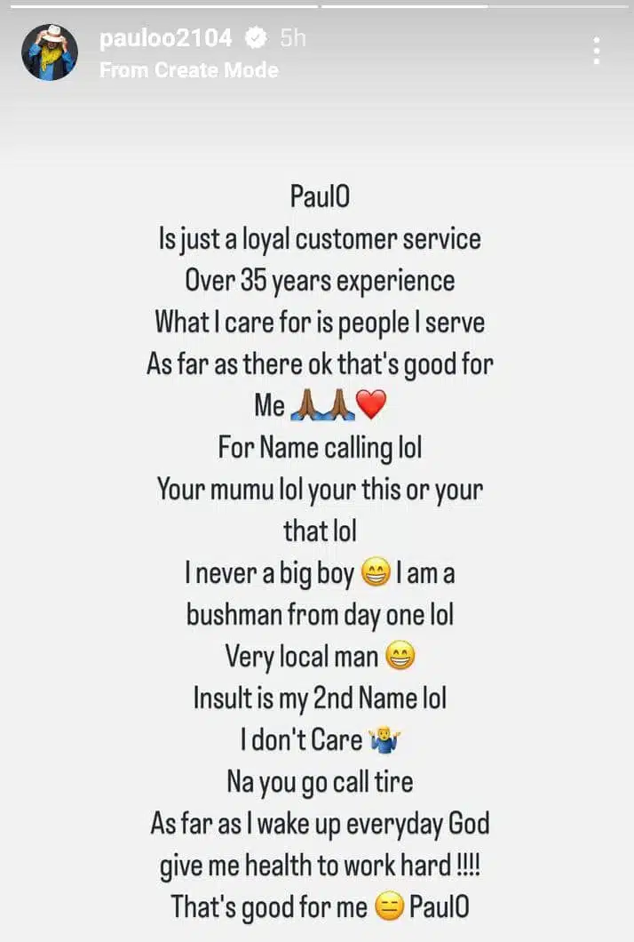 Paulo Okoye REINTRODUCES self amid online feud