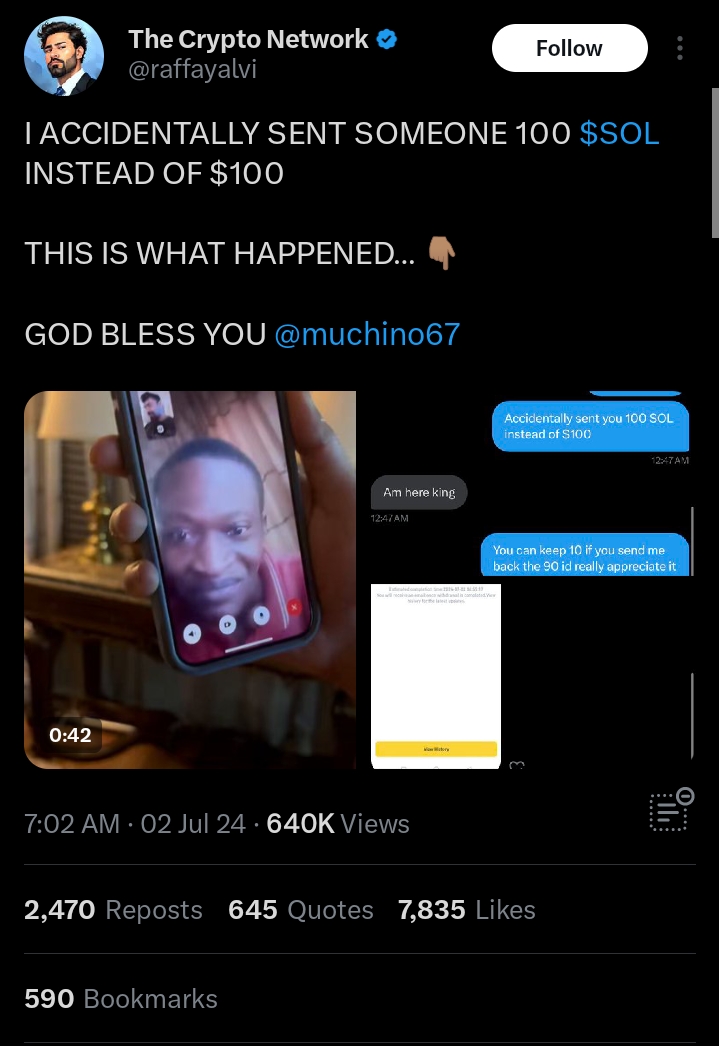 Nigerian man returns Cryptocoin mistakenly sent to him