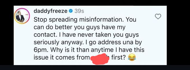 Daddy Freeze debunks rumours of adultery fine from court 