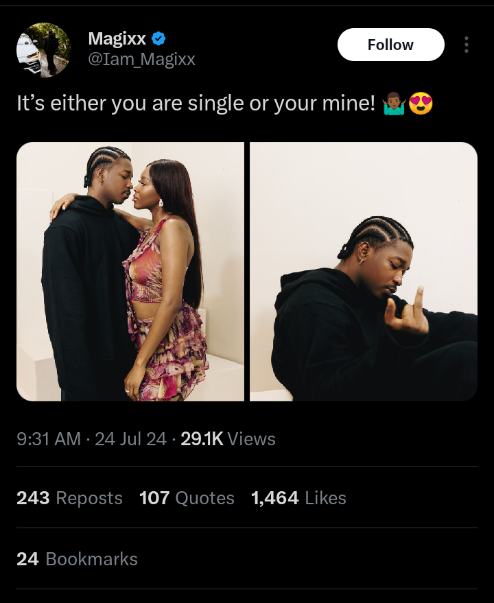 Magixx and Vee sparks dating rumors with cozy photoshoot