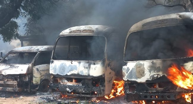 Hunger Protests: Seven buses burnt in Yobe state Hunger Protests: Seven buses burnt in Yobe state