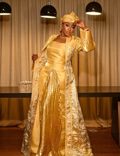She is pretty! Ini Edo stuns in GOLD