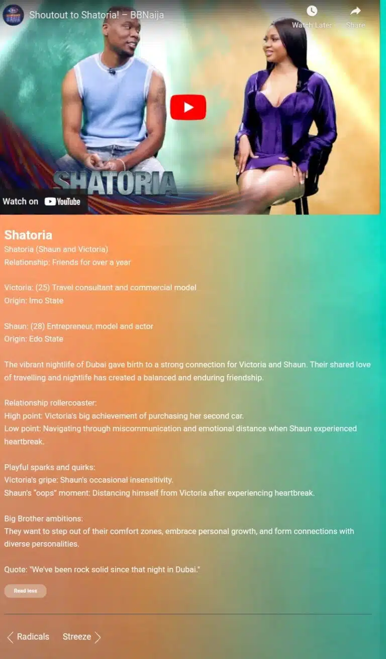 BBNaija S9: Shaun and Victoria pair reportedly Exes, according to organizers