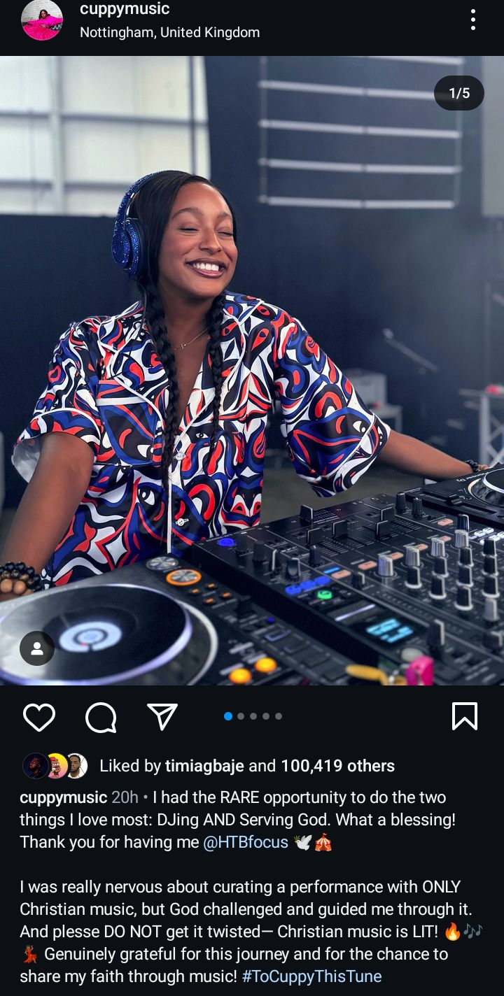 Dj Cuppy discloses her inspiration behind Christian playlist 