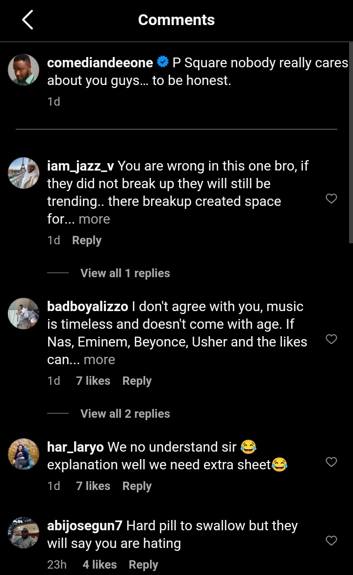 Deeone faces backlash online for meddling into P-square feud