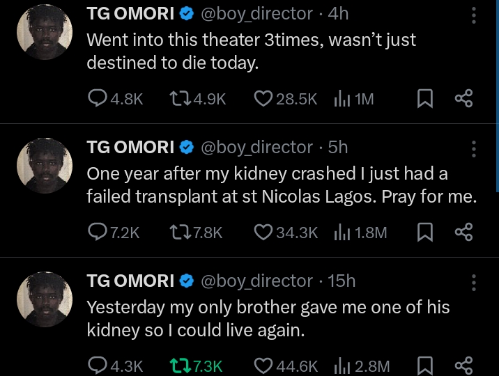 TG Omori announce that his kidney transplant has FAILED 