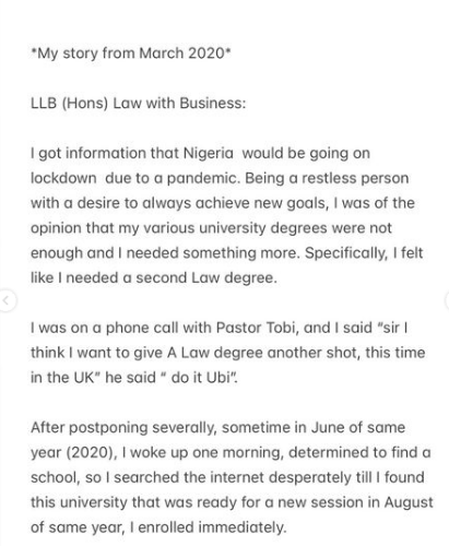 Ubi Franklin BAGS a law degree 