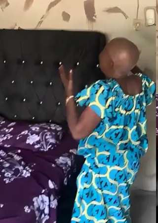 Elderly woman overjoyed after grandson surprises her with new bed